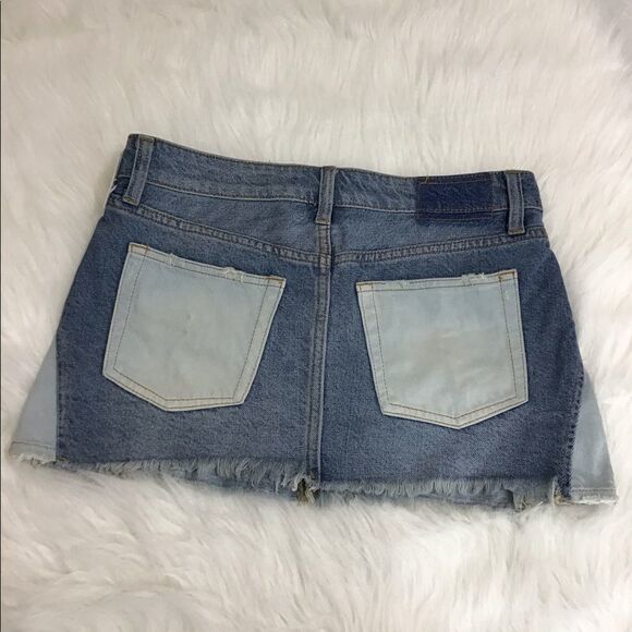 Free People Patch Denim Mini Skirt New Size 25 - Picture 3 of 8